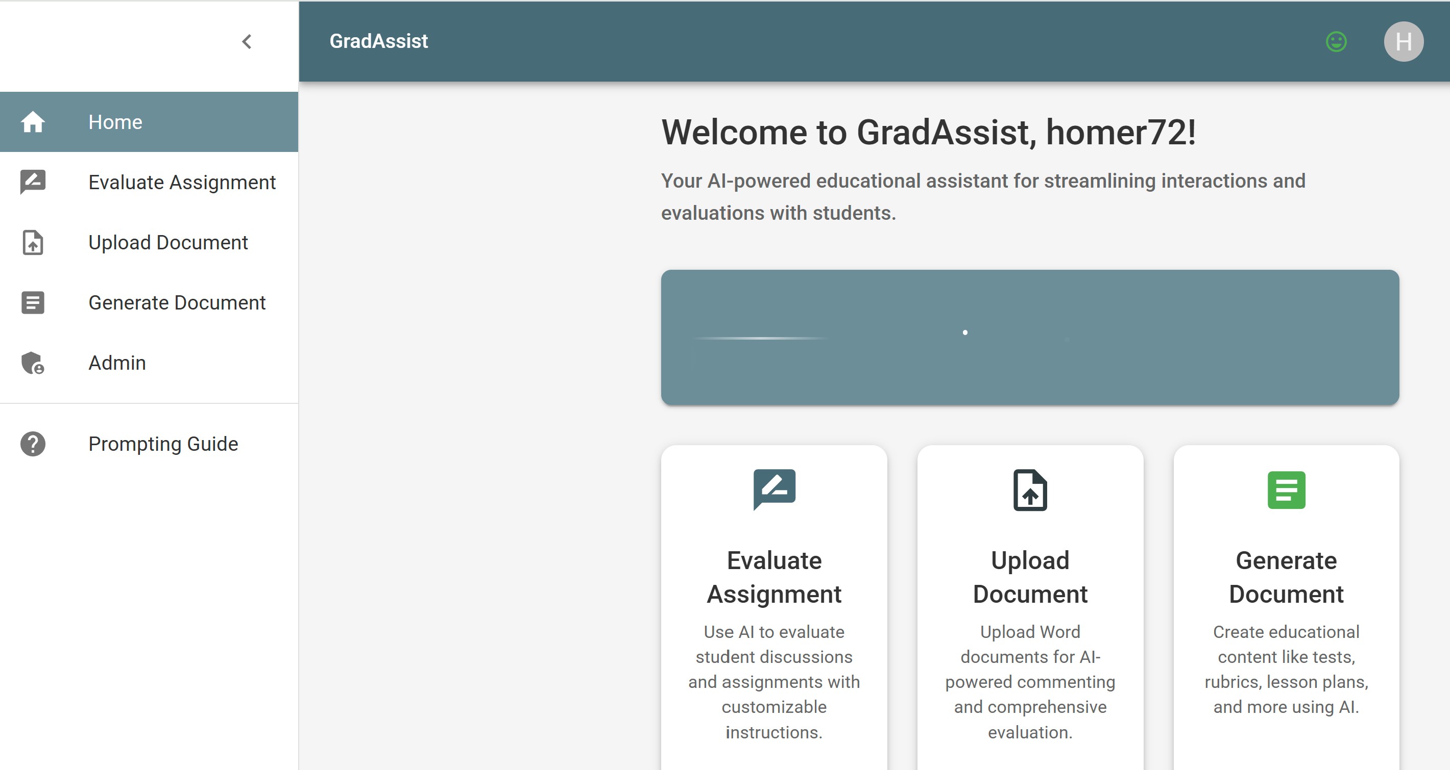 GradAssist AI Dashboard showing grading interface